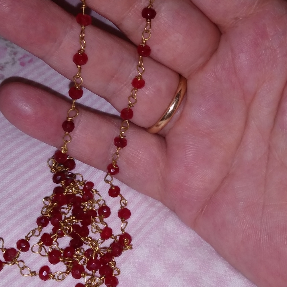 Ruby 30" natural faceted necklace